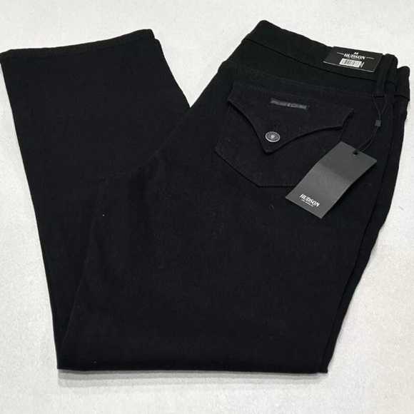 Hudson Women's Midrise Jeans Straight Leg Stretch Black Denim, Size 12/32 New - Picture 1 of 17